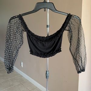 NWOT SHEIN Cropped Top with Lace Long Sleeves • Size XS